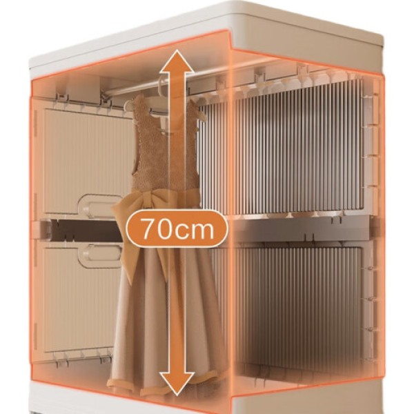 Wave-shaped wardrobe design, no assembly required, long skirt storage cabinet, extra-large size, with hanging space, made of high-quality materials.